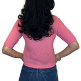 Pink Short-Sleeve Knit Top – Silk & Cashmere Blend